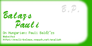 balazs pauli business card